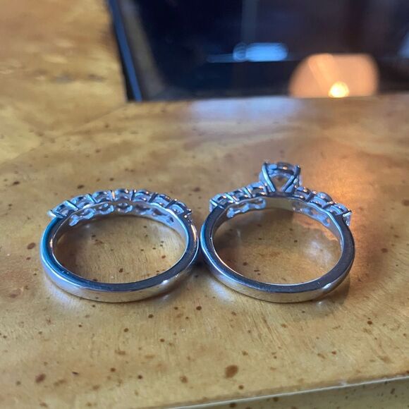 Natural White Topaz Sterling Silver Ring Set Size 6 - Picture 5 of 9